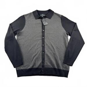 zMichael Strahan NEW Men's Button-Up Cardigan Sweater black Medium preppy